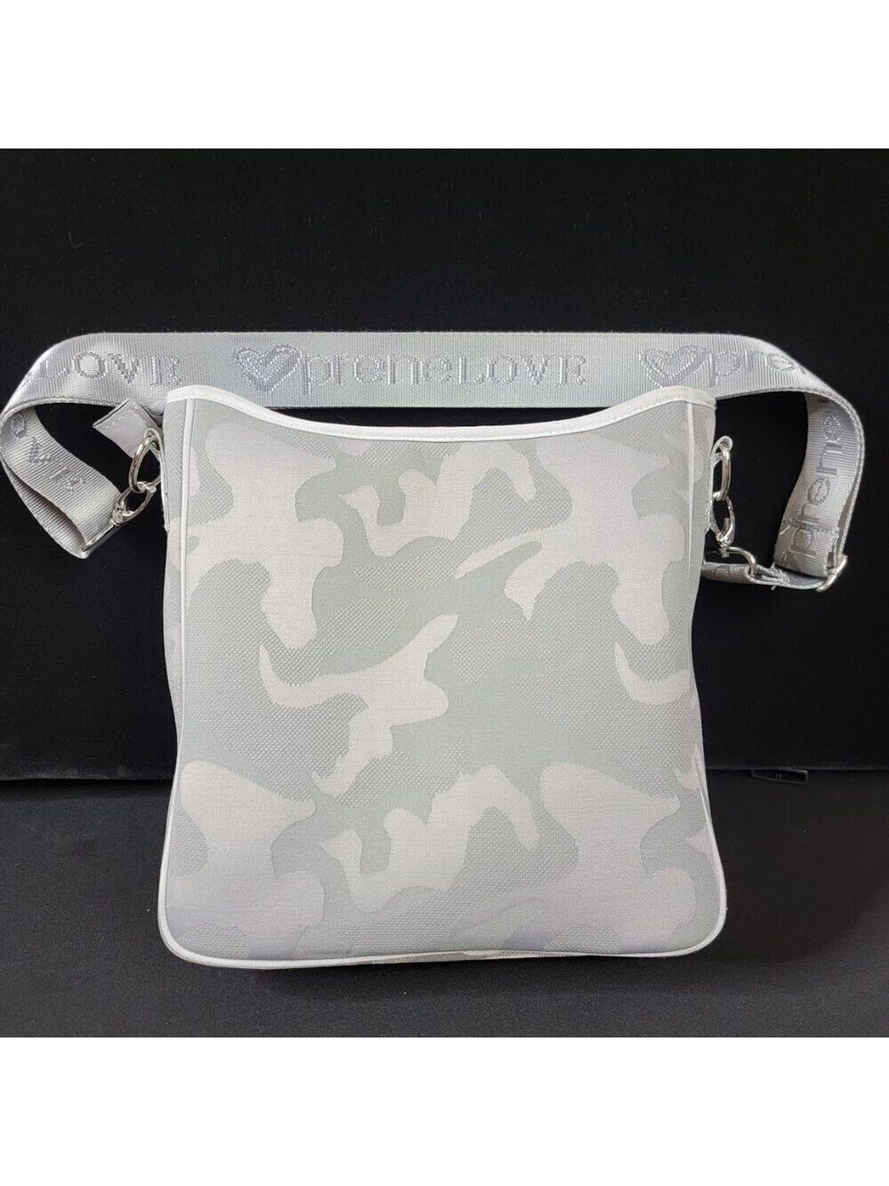 PreneLOVE Grey Camo Neoprene Crossbody Bag – Yellow Lining, Adjustable Strap - Picture 2 of 13